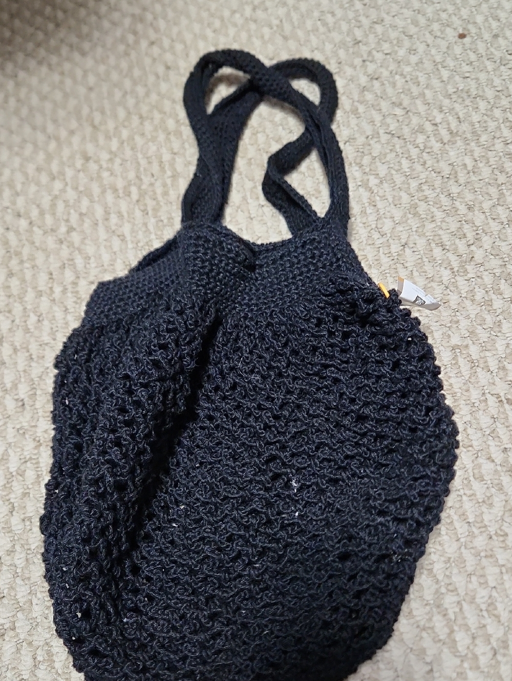 Black crocheted shoulder bag